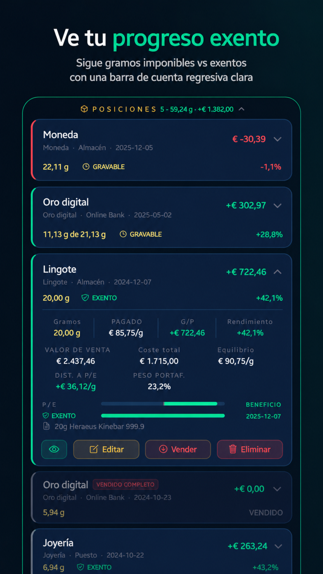 Tax-free progress screen