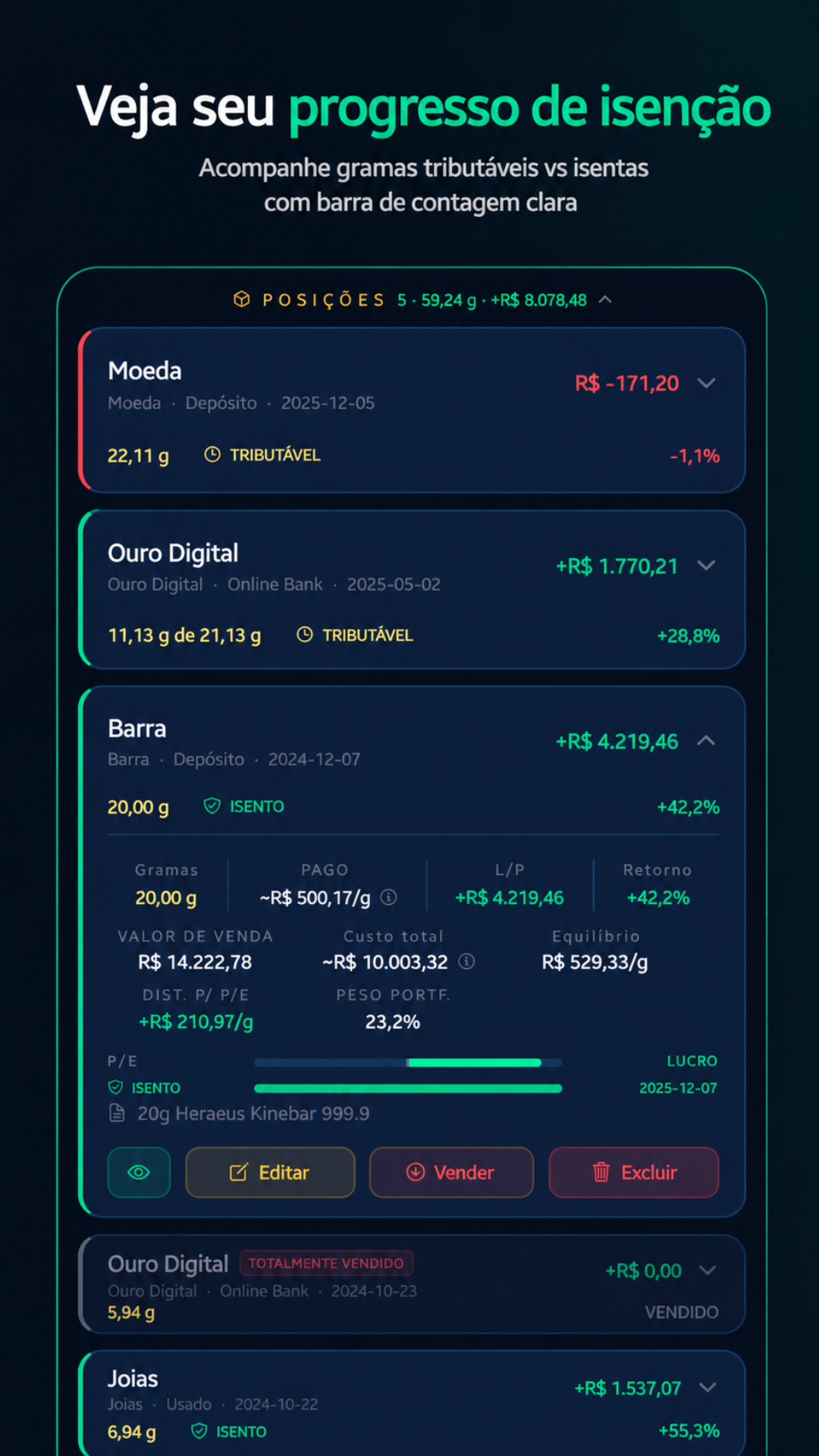 Tax-free progress screen
