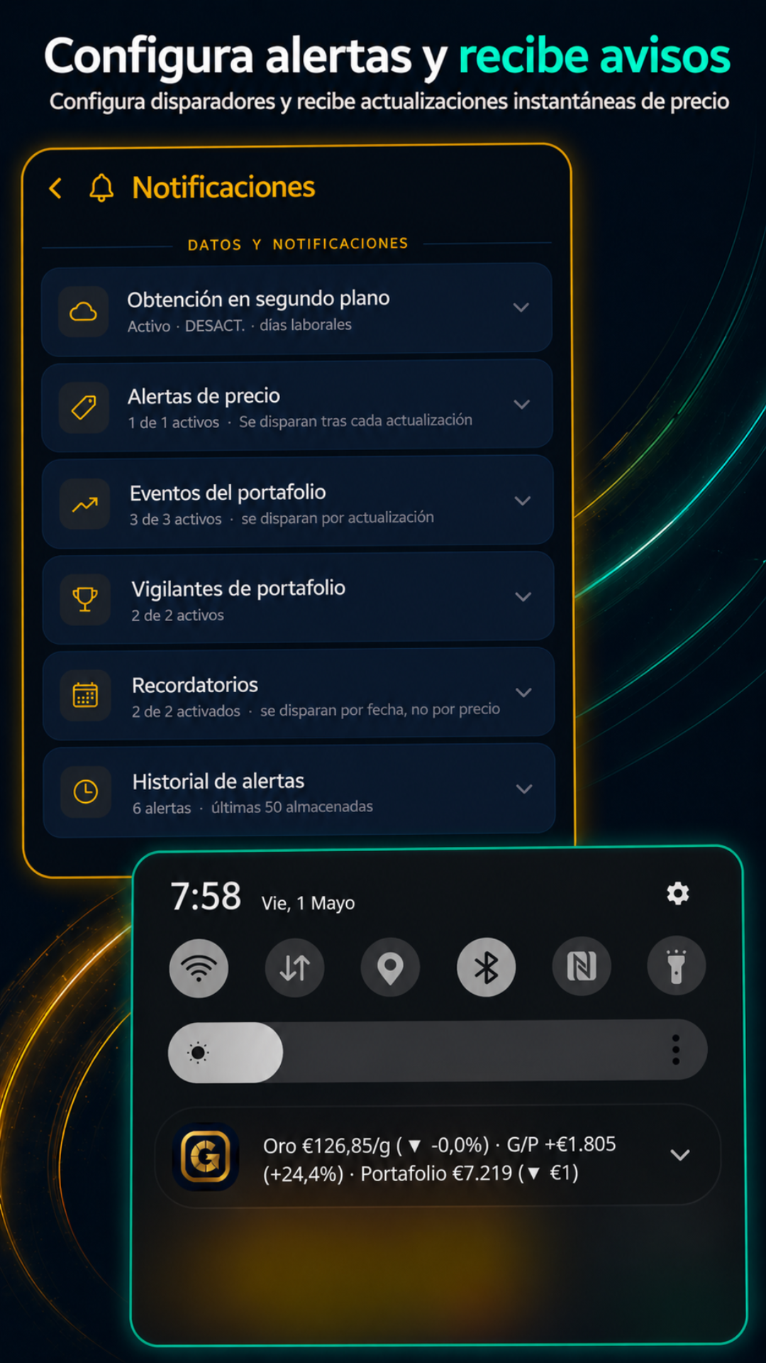 Alerts and background notifications screen